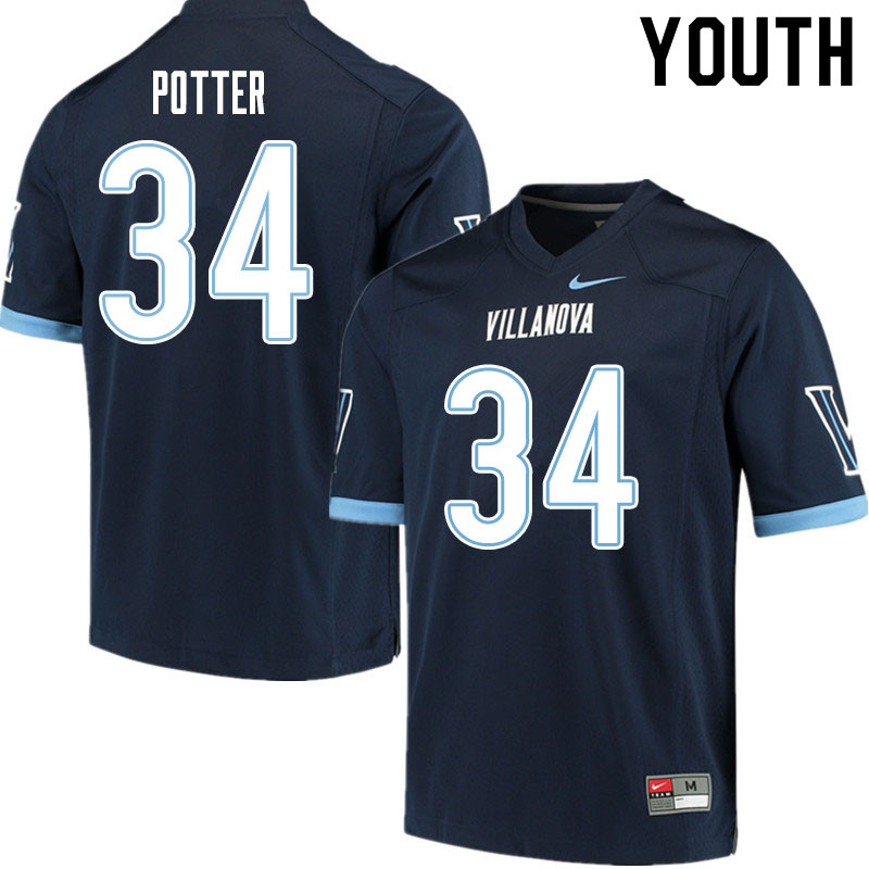 Youth #34 Ethan Potter Villanova Wildcats College Football Jerseys Sale-Navy